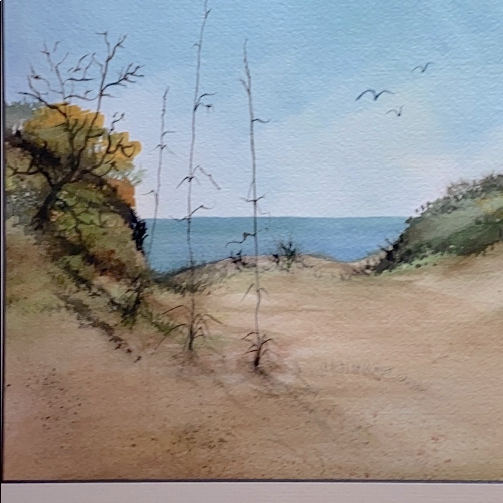 ORIGINAL Signed WATERCOLOR SAND DUNE BEACH